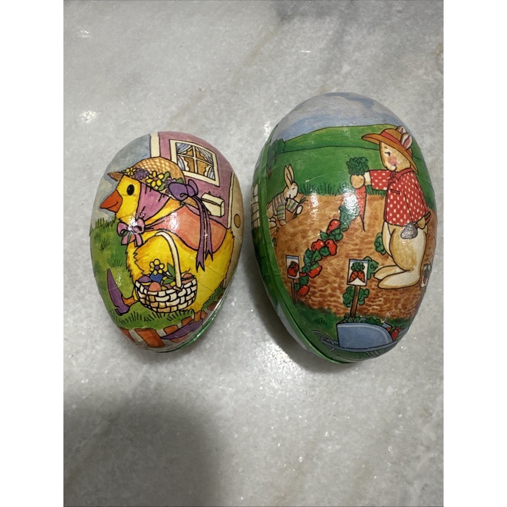 1984 Midwest Importers Of Canon Falls Inc Set Of Paper Mache Easter Eggs Nesting